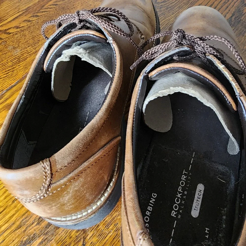 Rockport  Shoes Brown Leather Derby Walking Lightweight Tru Tech Lace Up Men 9